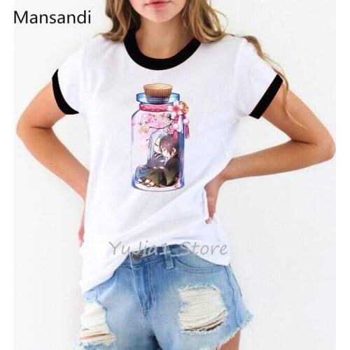 Anime girls printed best friends t shirt women friends tv show tshirt femme novelty tees harajuku kawaii clothes tumblr tops