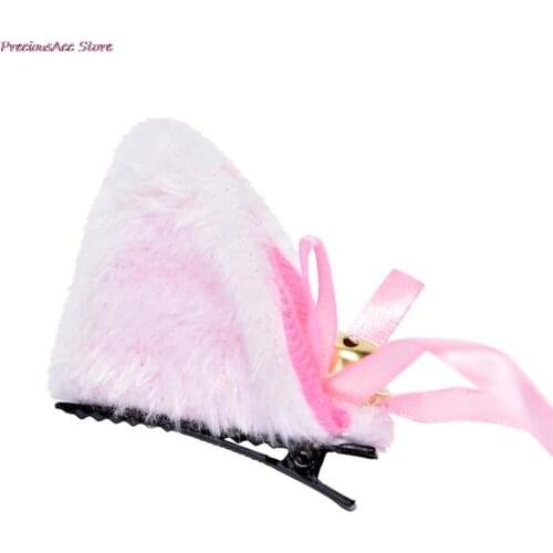 Cosplay Party Fox Long Fur Halloween Gift Hair Accessory Lovely Costume Hair Clip Cat Ears With Bell Hair Clip White Black