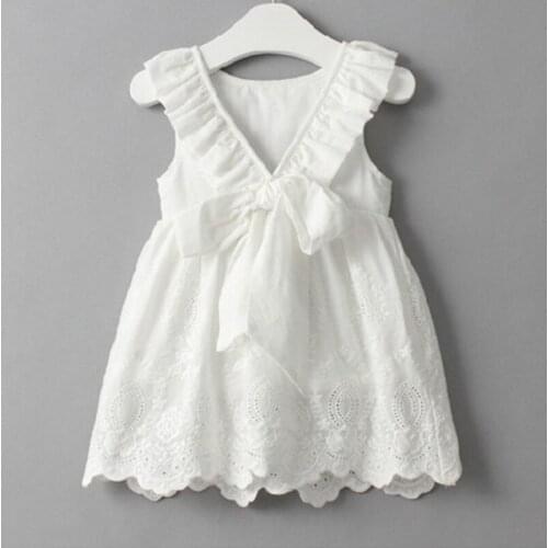 Lace Beach Girls Dress White Halter Hollow Party Backless Dresses For Girls Vintage Toddler Girls Clothes 2 3 4 5 6 7 8 9 years