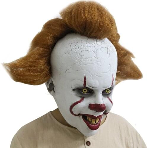 Joker Pennywise Mask Stephen King It Chapter Two 2 Horror Cosplay Latex Masks Helmet Clown Halloween Party Costume Prop 06