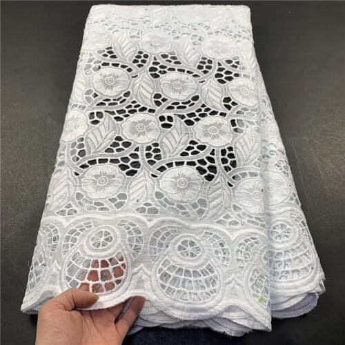 MIQIER 2021High Quality African Nigerian Prom Dress Damask Guipure Party Gown Swiss Cotton Tulle Lace Fabric White 2.5Yards