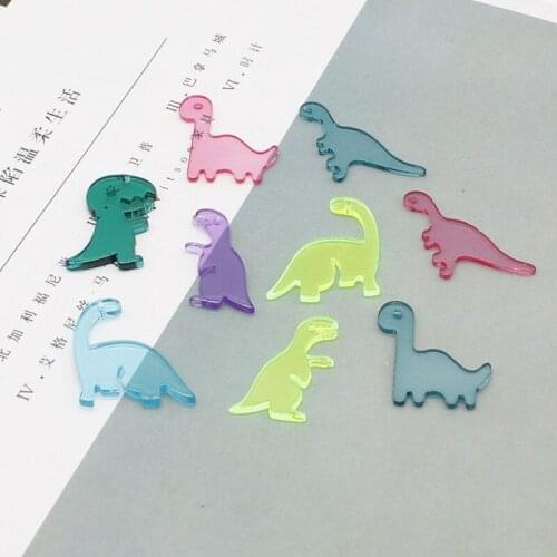 Popular cartoon acrylic girl boy cute colorful dinosaur diy handmade jewelry accessories 10 wholesale