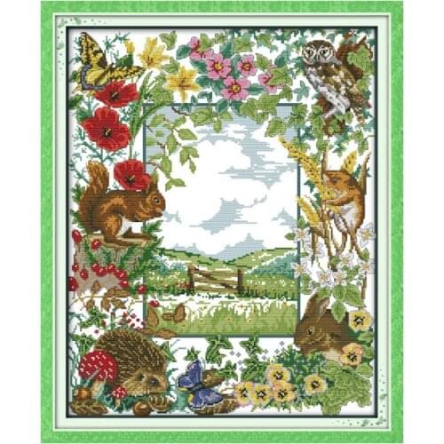 Animal house cross stitch kit 14ct 11ct pre stamped canvas embroidery DIY handmade needlework