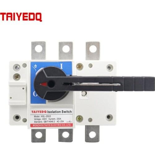 HGL Load Isolation Switch 3P 4P Three-Phase Four-Wire 250A Manual Knife Switch 400V For Electrical Isolation