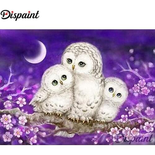 Dispaint Full Square/Round Drill 5D DIY Diamond Painting "Animal owl" Embroidery Cross Stitch 3D Home Decor A12715