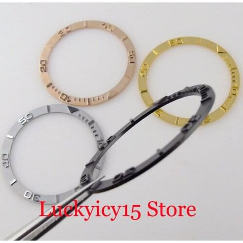 New 38mm*31.5mm Rose Gold/Gold/Black Steel Watch Bezel Insert fit Watch Case