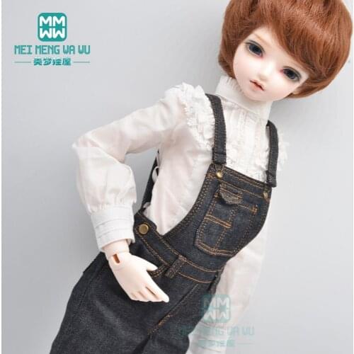 Clothes for doll fits 1/4 40-45cm MSD doll fashion Denim overalls, suspender skirts, shirts