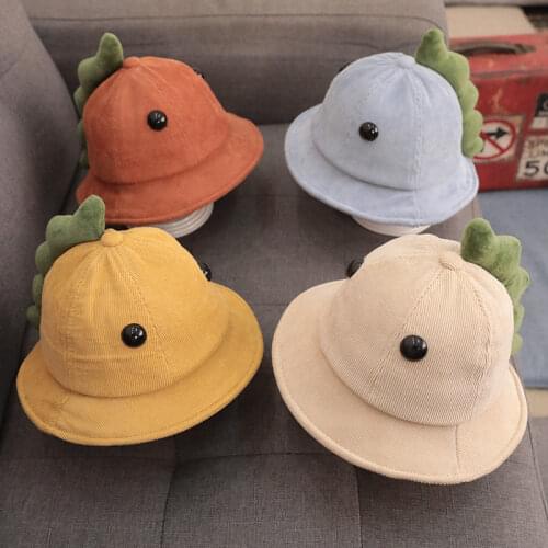 New Cute Dinosaur Baby Bucket Hat Soft Cotton Kids Children Bucket Cap Boys Girls Fisherman Cap Enfant Toddler Outdoor Sun Hats
