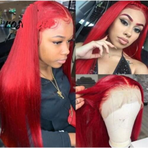 Synthetic Hair Wigs Natural Red Long Straight Hair Heat Resistant Synthetic Lace Front Wigs for Fashion Women