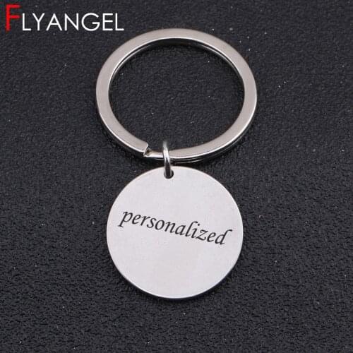 Custom Round Circle Keyring Engraved Name, Date, Sentence, Words, Printed Text For Men Women Boyfriend Mother Dad Gift Keychain
