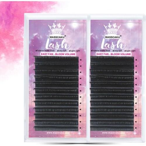 MASSCAKU Easy Fan Eyelash Extensions for Lash Building Atuo Blooming False Makeup Lashes Easy Fanning Eyelashes