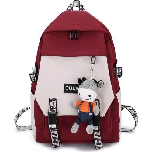 Backpack for Teenage Girl Laptop Backpacks Female Women Waterproof Buckle Backpack Nylon Student Cute Schoolbag Kawaii