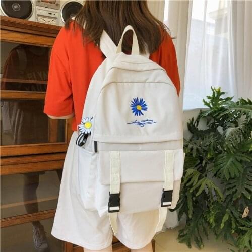 Fashion Waterproof Nylon Backpack Cute Student Women School l Bag Student Girl Backpack Embroidery Female New Bag Book Ladies