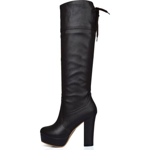 Fashion Womens Winter High Boots Platform Sexy Soft Knee High Boots Female High Heels Designer Long Shoes Lady Large Size 48