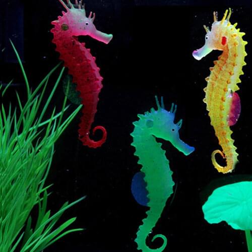 Silicone Artificial Night Luminous Hippocampus Fish Tank Aquarium Ornament Underwater Sea Horse Decor Landscape Pet Supplies