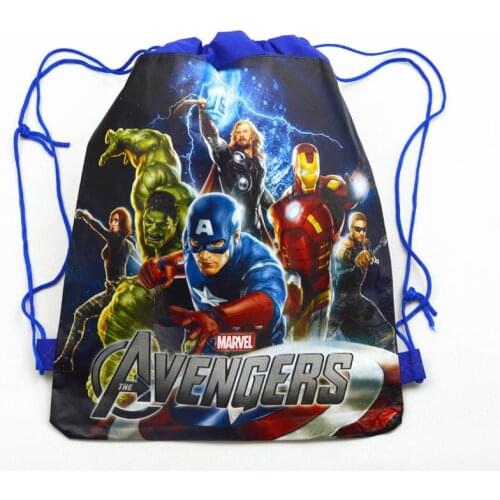 6pcs The Avengers Hulk Captain America School Bags Backpack Boy Bag Shopping Bag Beach Birthday Party gift