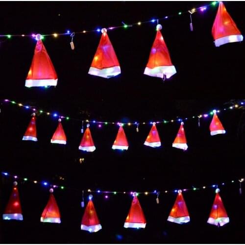 LED Glowing Cute Christmas Hat Santa Claus Dress Up Christmas Tree Decoration Pendant Props for Children and Adults