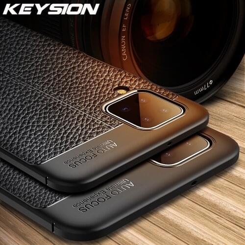 KEYSION Shockproof Case for Samsung A12 A42 A32 5G Leather texture soft silicone Phone Back Cover for Galaxy A02S A01 Core A20S