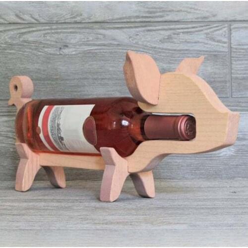 Wine Rack Innovative Delicate Wood Dog Pig Bottle Holder Organizer Decoration Delicate Durable Delicate Lightweight for Home