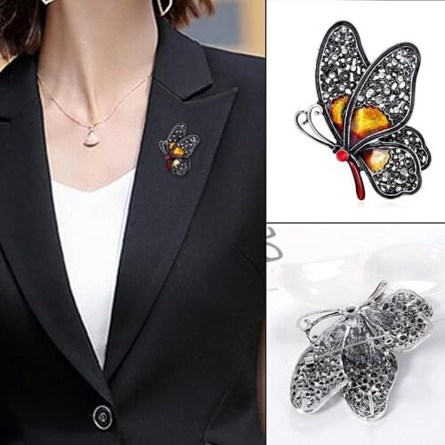 Vintage Fashion Rhinestone Colorful Butterfly Insect Brooches Pin For Women Gift