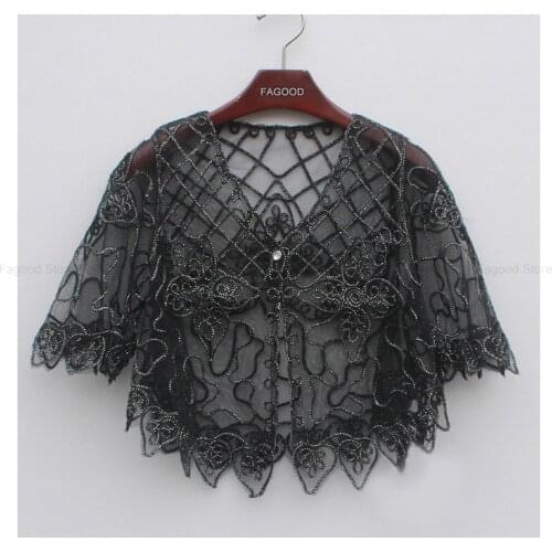 Womens 1920s Women Lace Mesh Short Sleeve Front Tie Elegant Shrugs Wraps Shawls