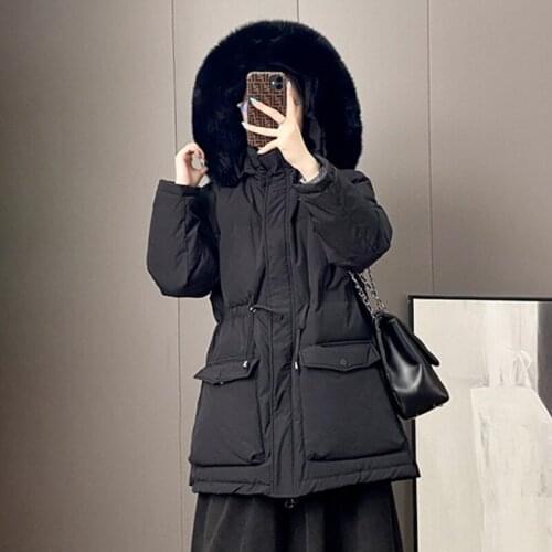 Real Raccoon Fur Collar Women 2021 New Winter White Duck Down Coat Female Fashion Solid Hooded Puffer Jackets Warm Loose Outwear