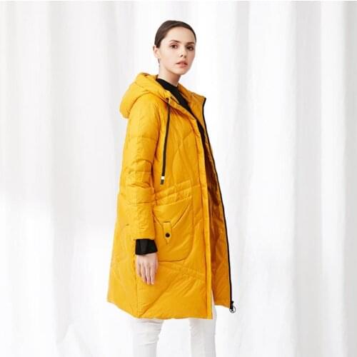 Winter great quality fluffy white goose down coat hooded warm down parkas female oversized longer warm fluffy down coat F301