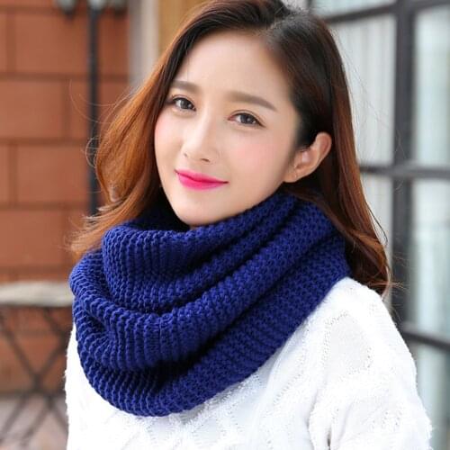 12 Color Winter Warm Women Solid Color Pullover Knitted Scarf Womens wool scarf Korean version of the simple thick warm scarf