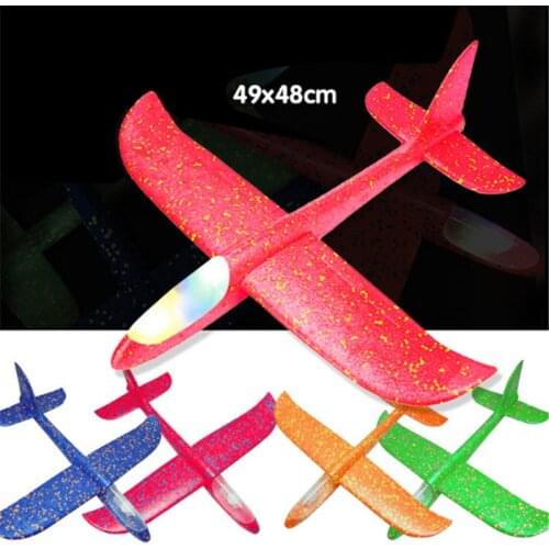 1Pcs EPP Light Flying Throwing Glider Led Night Aircraft Toy For Kid Mini Foam Hand Launch Airplane Model Free Fly Plane Toys