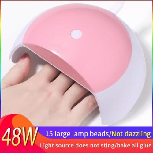 1 Pcs Nail Lamp 6W/48W Smart Sensor Nail Dryer Dual Light Source LED/UV Nail Phototherapy Lamp Portable Non-black Hand Nail Lamp