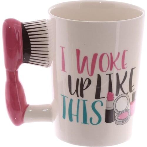 1Piece Beauty Series Coffee Mug Girls Room Mug Vanity Decor Make Up Inspired Fashion Hair Brush Office Tea Cup Mug