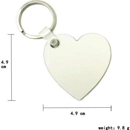 100pcs/lot Wholesale Fashion diy OEM Sublimation Wooden Key Rings heart shape White blank MDF Key Chain for Heat Press