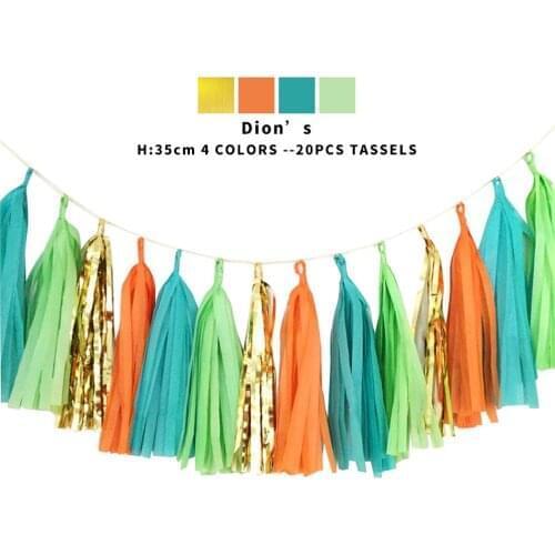 20pcs Rose Gold DIY Tissue Paper Tassel Garlands Sets Baby Shower Anniversary Wedding Birthday Party Decoration Crafts Supplies