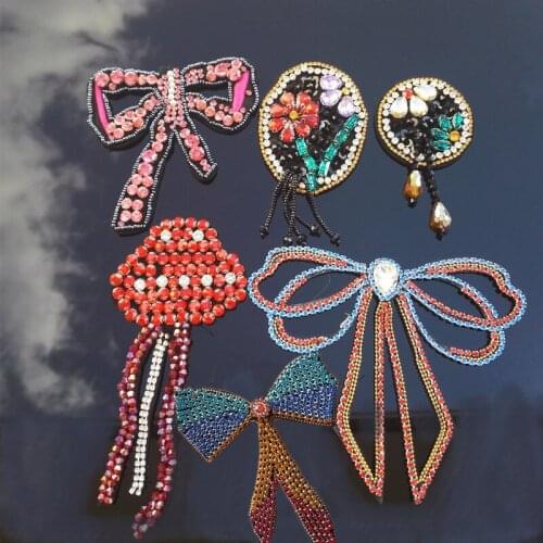 3D Handmade beaded color sequins bow patch applique for DIY hat Coat Trousers Bag Brooch Broche