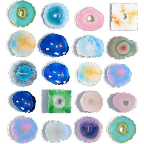 4Pcs Irregular Wave Shape Coaster Resin Silicone Molds with Foil Flakes Decoration