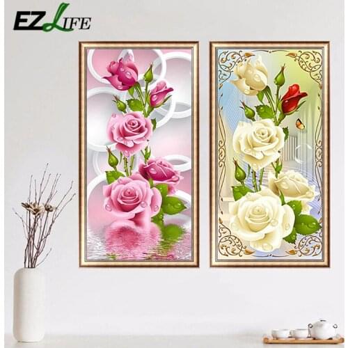 5D Diamond Painting Rose Flower Mosaic Scenery Rhinestones Cross Stitch Kits Handmade DIY Embroidery Christmas Gift