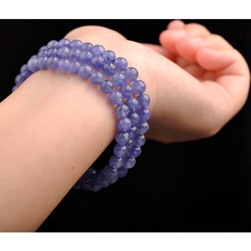 6mm Natural Tanzania Tanzanite Gemstone Clear Beads 3 Laps Bracelet Necklace For Fashion Healing Stone AAAAA