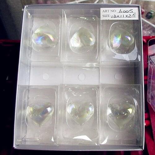 6pcs Custom wholesale Murano transparent glass heart shape miniature sculpture wedding decoration gardening Glass Ornaments Sets