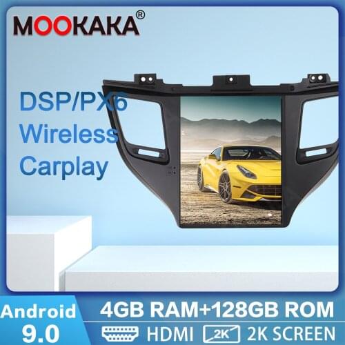 PX6 Tesla Screen Android 9.0 4+128G Car GPS Navigation For HYundai Tuscon 2015-2019 Multimedia DVD Player Stereo Head Unit DSP