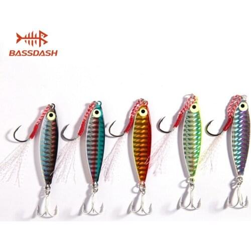 Bassdash Jigging Lure Metal Surface Long Casting Crankbait Jerkbait Spinning Fishing Jigs Jig Lures, 7/10/15/20g, One Piece