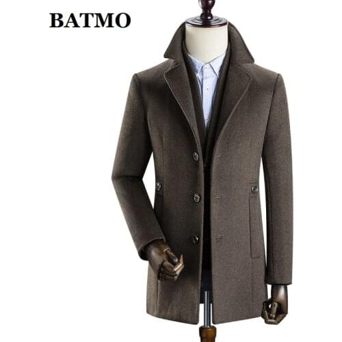 BATMO 2020 new arrival winter high quality wool thicked trench coat men,mens wool thicked jackets ,k627