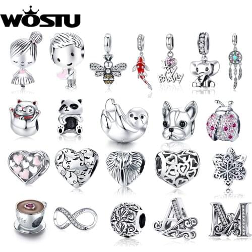 WOSTU Environmental Alloy Hot Sale Coffee Boys Girls Beads Charms Pendants Fit Bracelet Women Fashion Jewelry Making DIY Gift