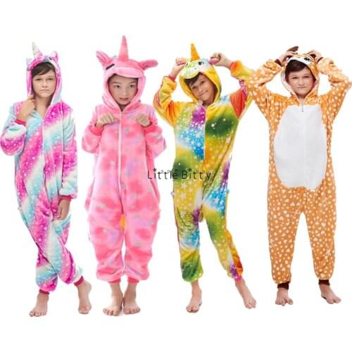 Onesie Kids Unicorn Pajamas Children Animal Cartoon Blanket Sleepers Baby Costume Winter Boy Girl Licorne Jumspuit