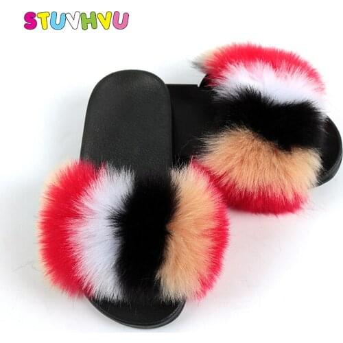 Indoor Children Furry Slippers Winter Girls Home Shoes Non-slip Soft Bottom Plush Kids Slippers Boys Shoes Baby Toddler Slippers