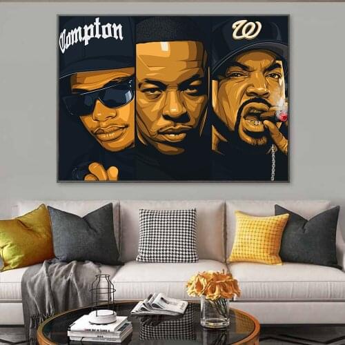 Canvas NWA Hip Hop Music Rapper Stars Ice Cube Posters and Prints Rapper Stars Paintings on the Wall Art Pictures Home Decor