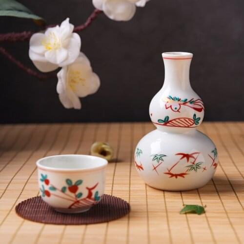 Japanese Gourd Flagon Flask Ceramic Ancient Wine Flagon Small Alcohol Bottle Sake Gourde Isotherme Table Supplies ED50JH