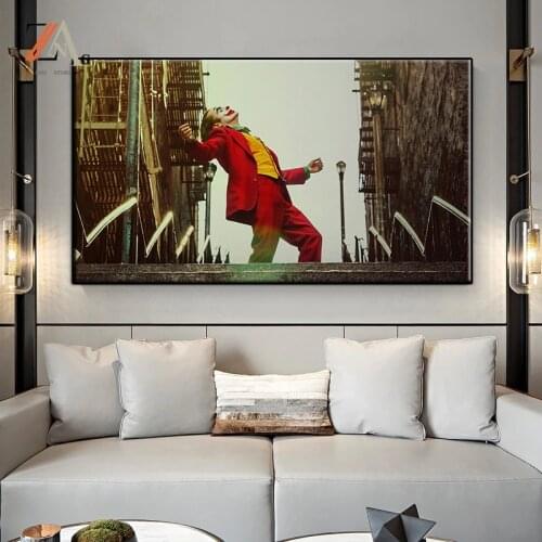The Joker Movie Poster Canvas Prints Joaquin Phoenix Cuadros Oil Painting on Poster Wall Art Picture for Living Room Home Decor