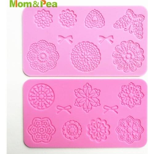 KCL542 Butterfly Flower Lace Pad Silicone Mold Sugar Paste Fondant Cake Decoration 3D Mould