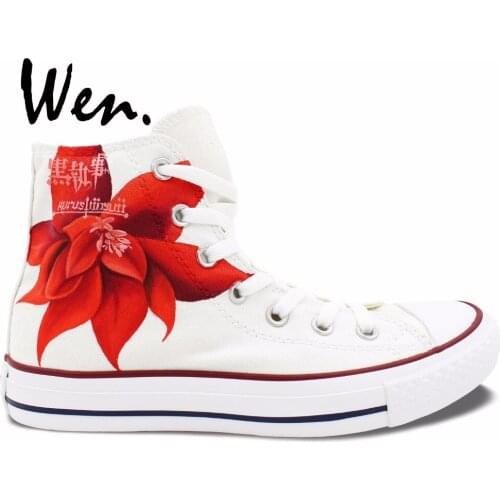 Wen Red Anime Hand Painted Shoes Black Butler Grell Sutcliff Men Womens Sneakers High Top Canvas Shoes
