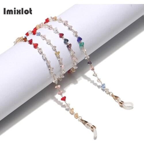 Colorful Triangular Crystal Bead Chains Face Mask Lanyard Necklace Reading Glasses Chain Eyeglass Sunglasses Hold Straps Cords